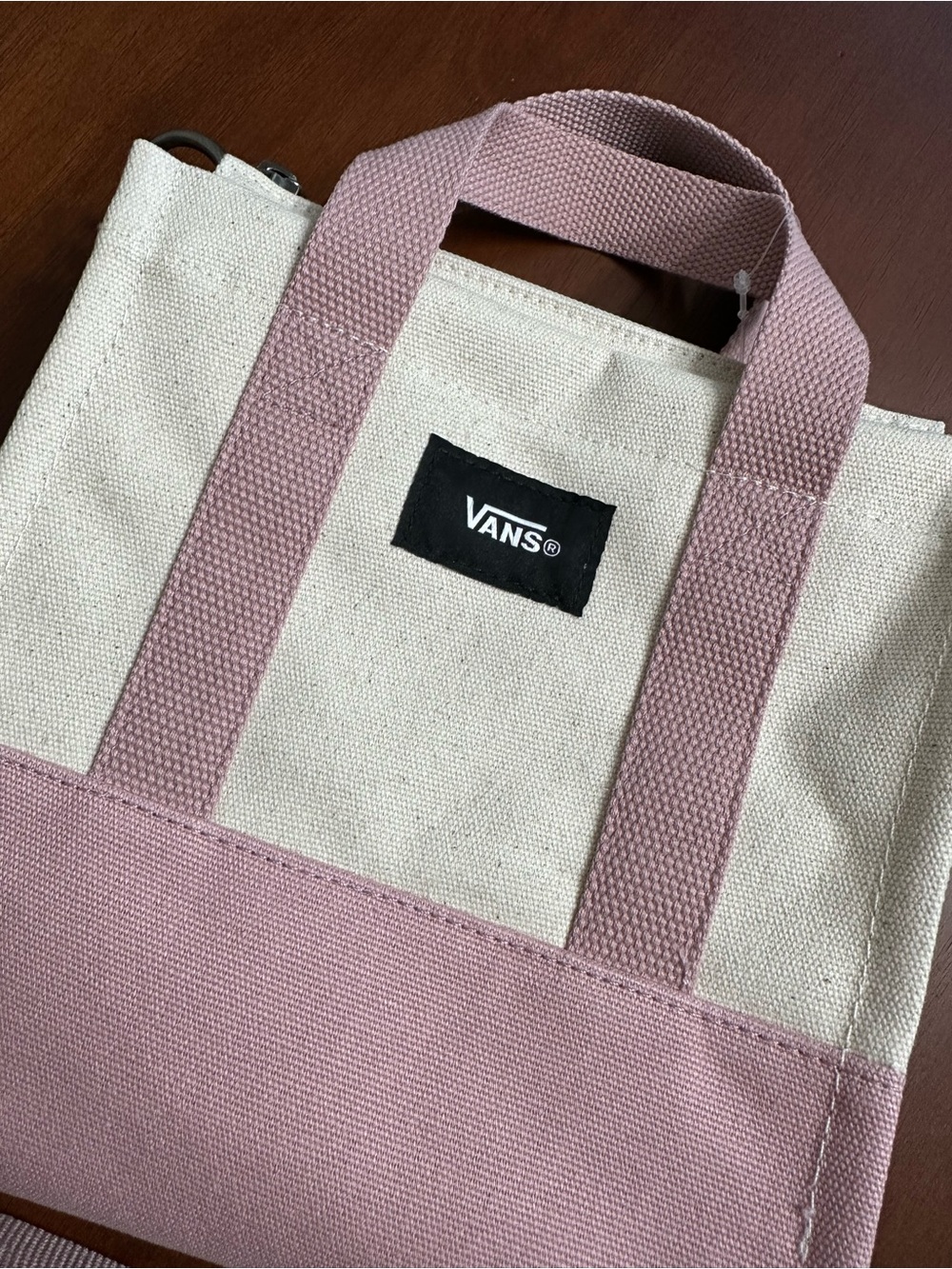 Vans Cream & Pink Mini Tote Bag - Picture 3 of 5